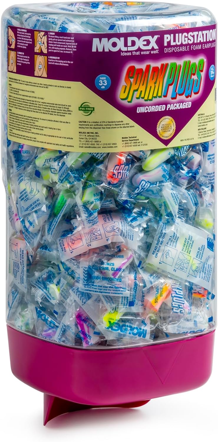 Moldex SparkPlugs PlugStation Uncorded Disposable Foam Earplug Dispenser 6605, NRR 33dB