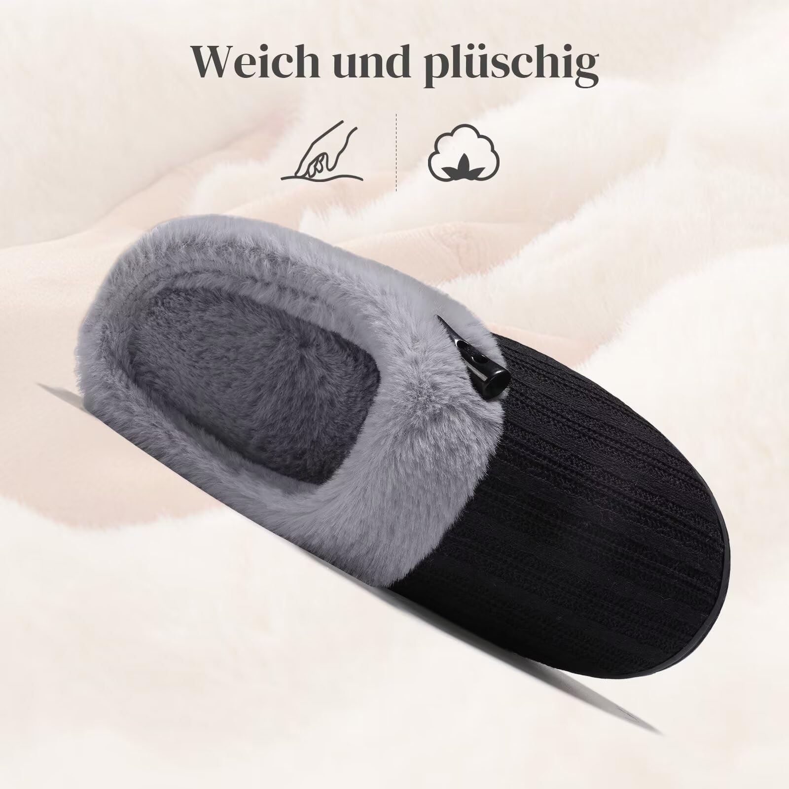 NineCiFun Pantofole da donna Comfort Memory Foam Pantofole morbide e pelose Scarpe da letto calde Pantofole antiscivolo