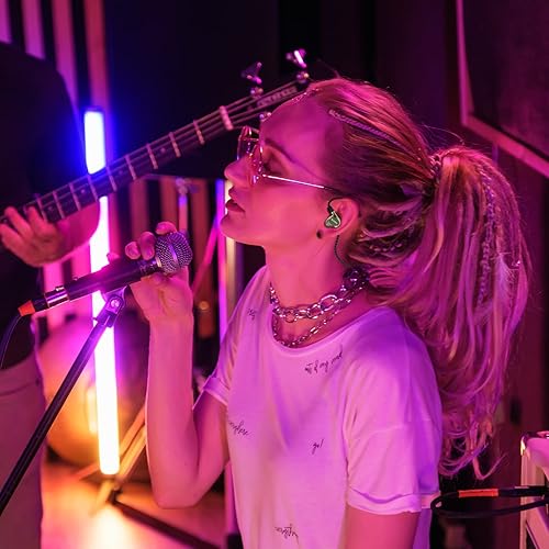 Vista 14 de BASN Metalen - Auriculares intrauditivos con 4 controladores, IEMs con aislamiento de ruido con graves profundos, para músicos, cantantes, Azul