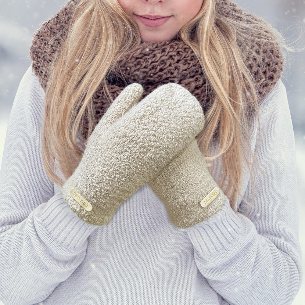 Fäustlinge Damen, Handschuhe Damen Winter Fleece Winterhandschuhe, Flauschige Warme Arktischer Samt Fausthandschuhe Handschuhe,Skihandschuhe Thermohandschuhe Draußen Geschenke für Frauen (Beige) Fashion