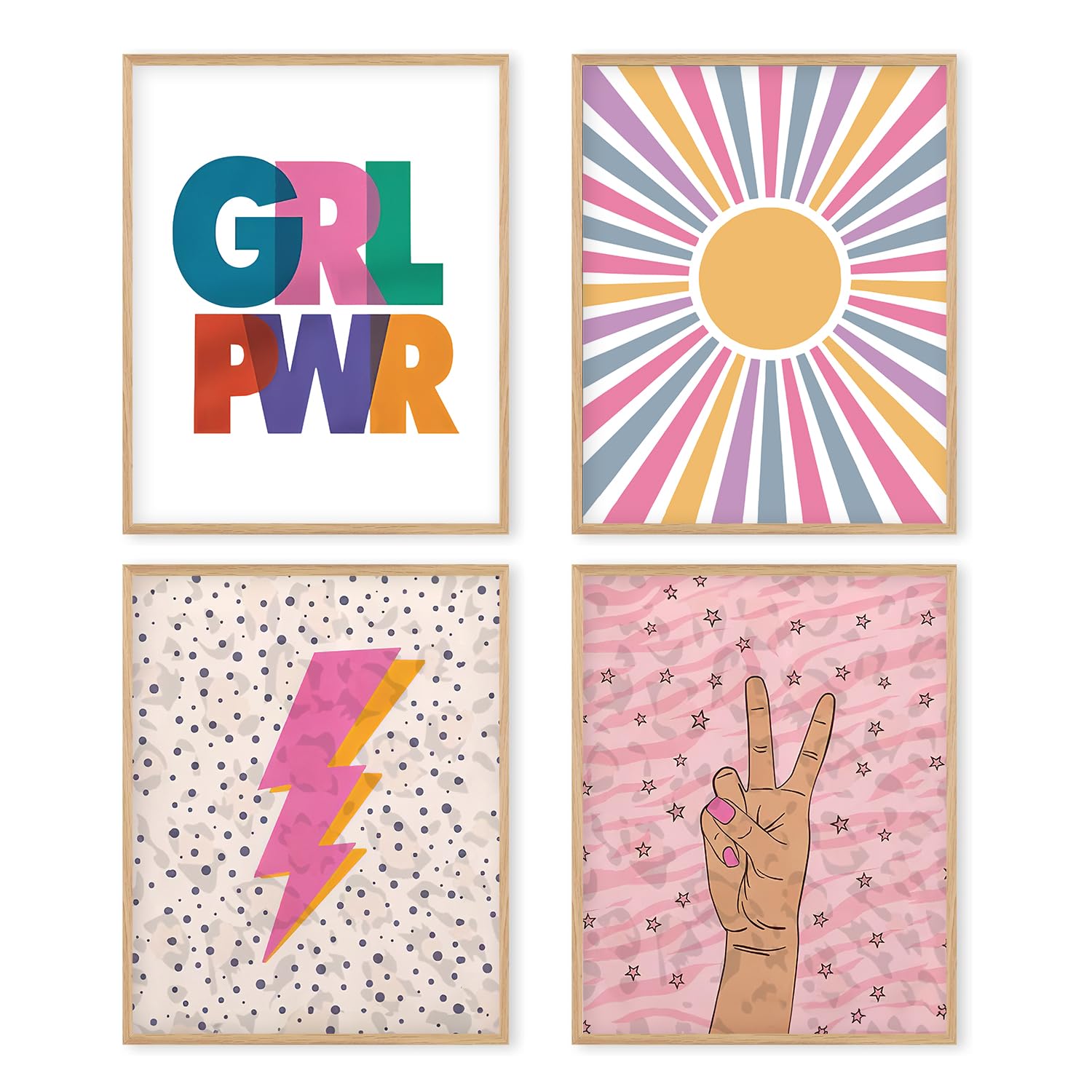 Boat Wades Girl Power Posters - Trendy Retro Boho Preppy Posters for Teen Girls Room College Dorm (8 X 10 Inch, Unframed Set of 4)