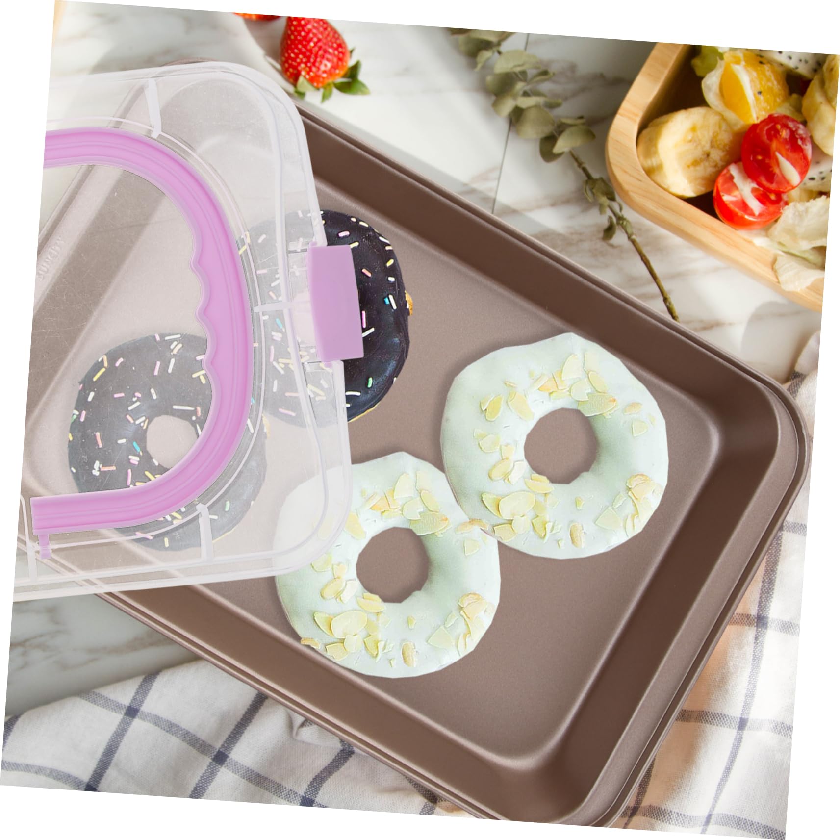 MAGICLULU Moule à Gâteau Rectangulaire avec Couvercle, Surface Antiadhésive, Acier au Carbone, pour Transport de Gâteaux, la Cuisine et Pâtisserie, Moule Cercle Patisserie