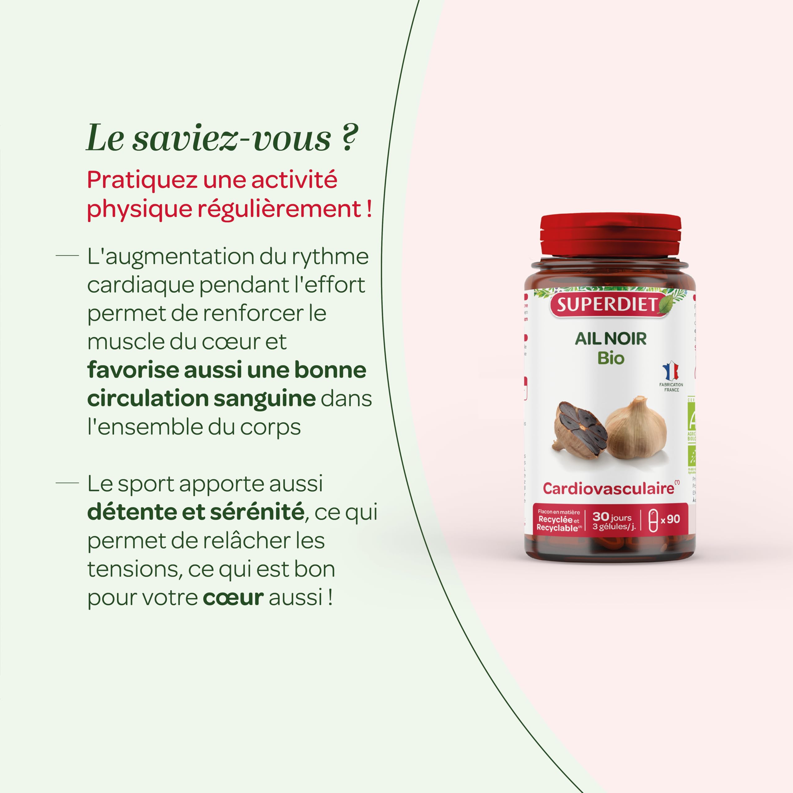 SUPERDIET – AIL NOIR BIO - Cardivasculaire – Phytothérapie – Fabrication Française – 90 gélules