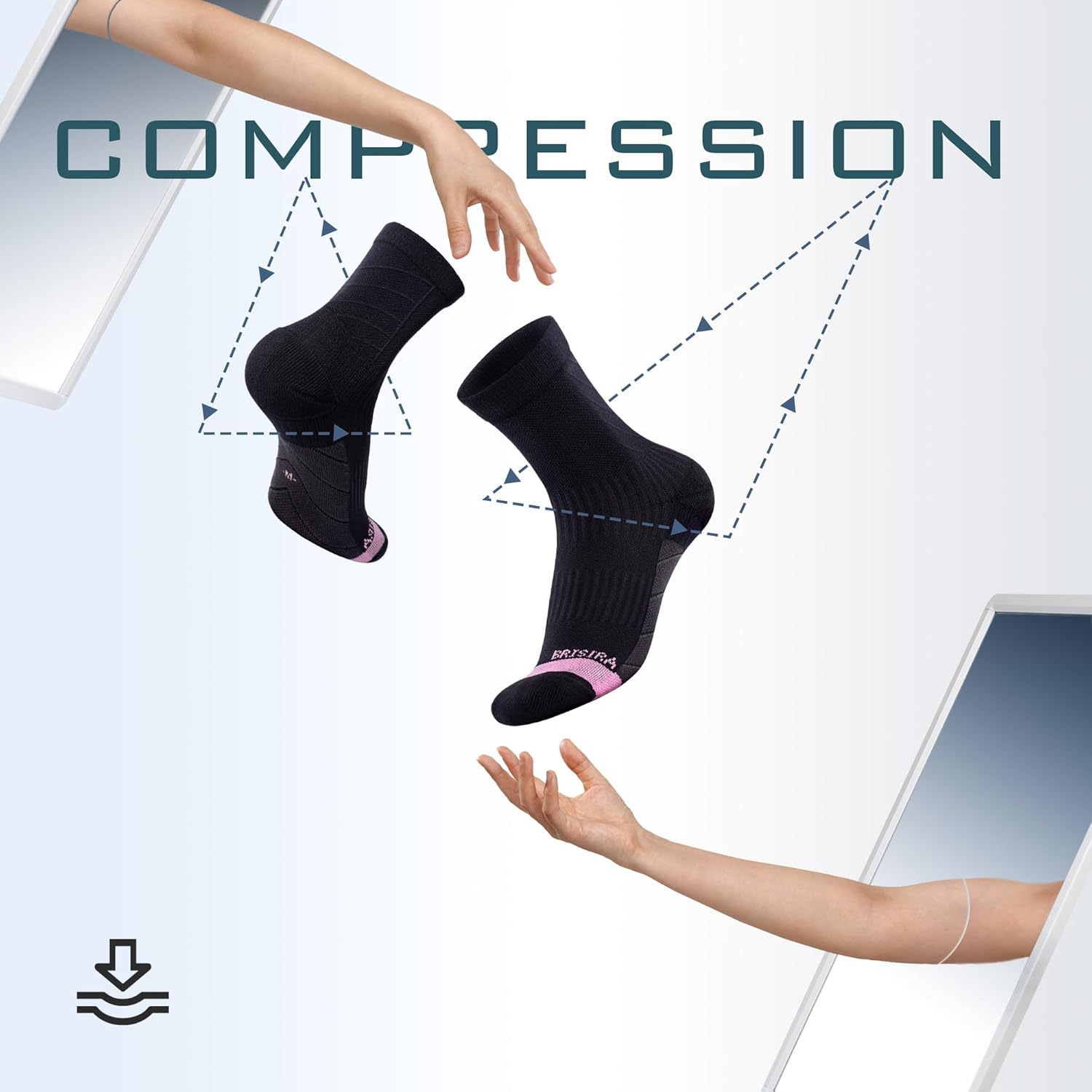 BRISIRA Coolmax Bamboo Viscose Running Compression Quarter Socks Women Moisture Wicking Anti Blister Athletic Ankle Cushion - Image 2