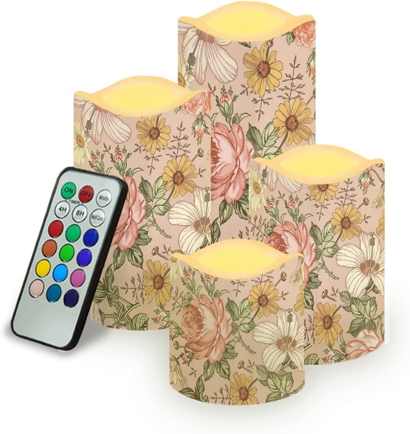 Suobstales Pink Flameless Candles,Flickering Led Flameless