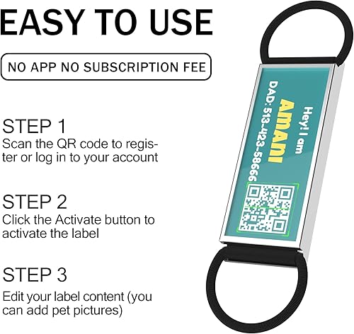 Miniatura 3 de Etiqueta de identificación de perro deslizable con código QR, etiqueta silenciosa personalizada personalizada para mascotas - Gratis en línea y