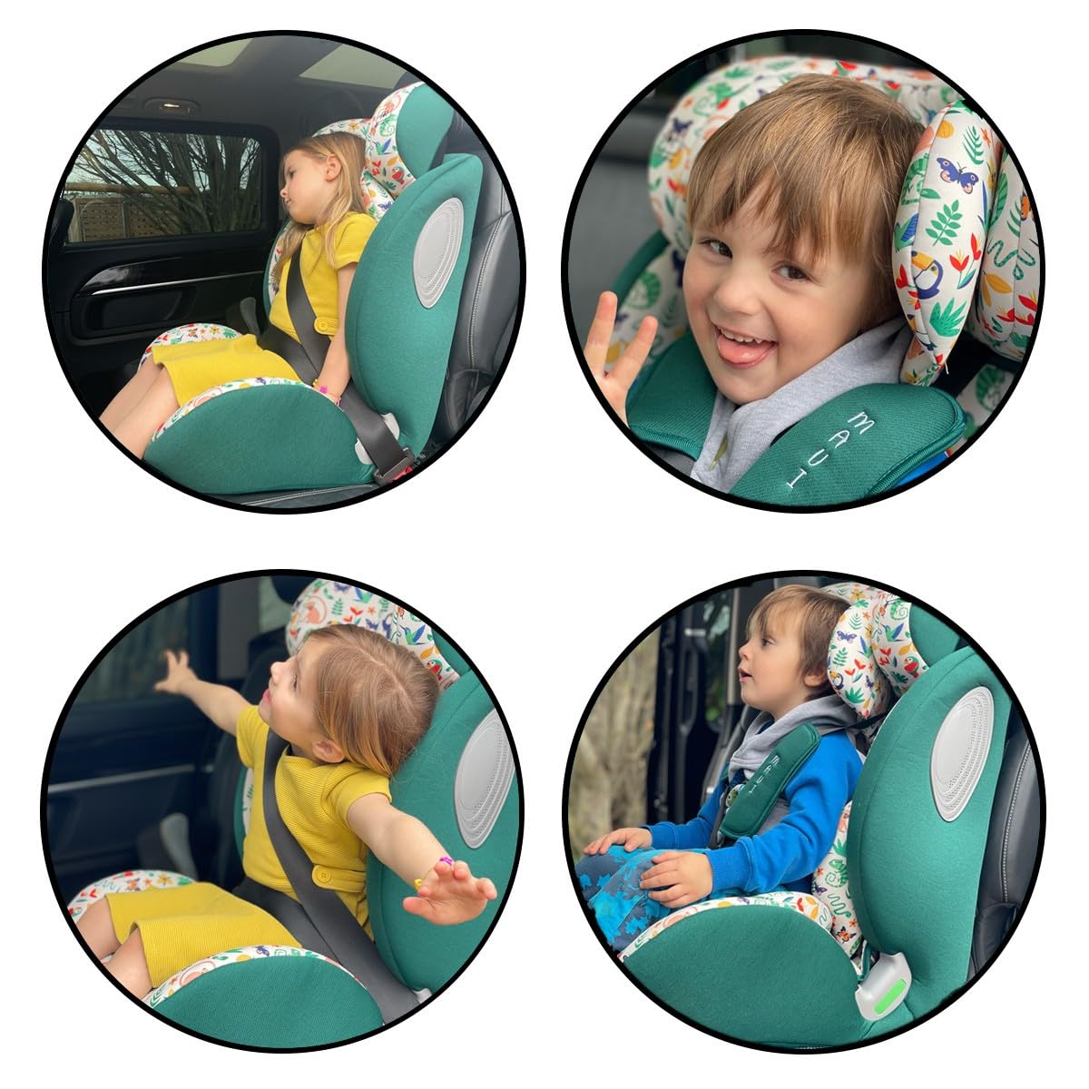 MAUI Siège-auto ceinturé évolutif R129 76-150 cm pour enfant Jungle