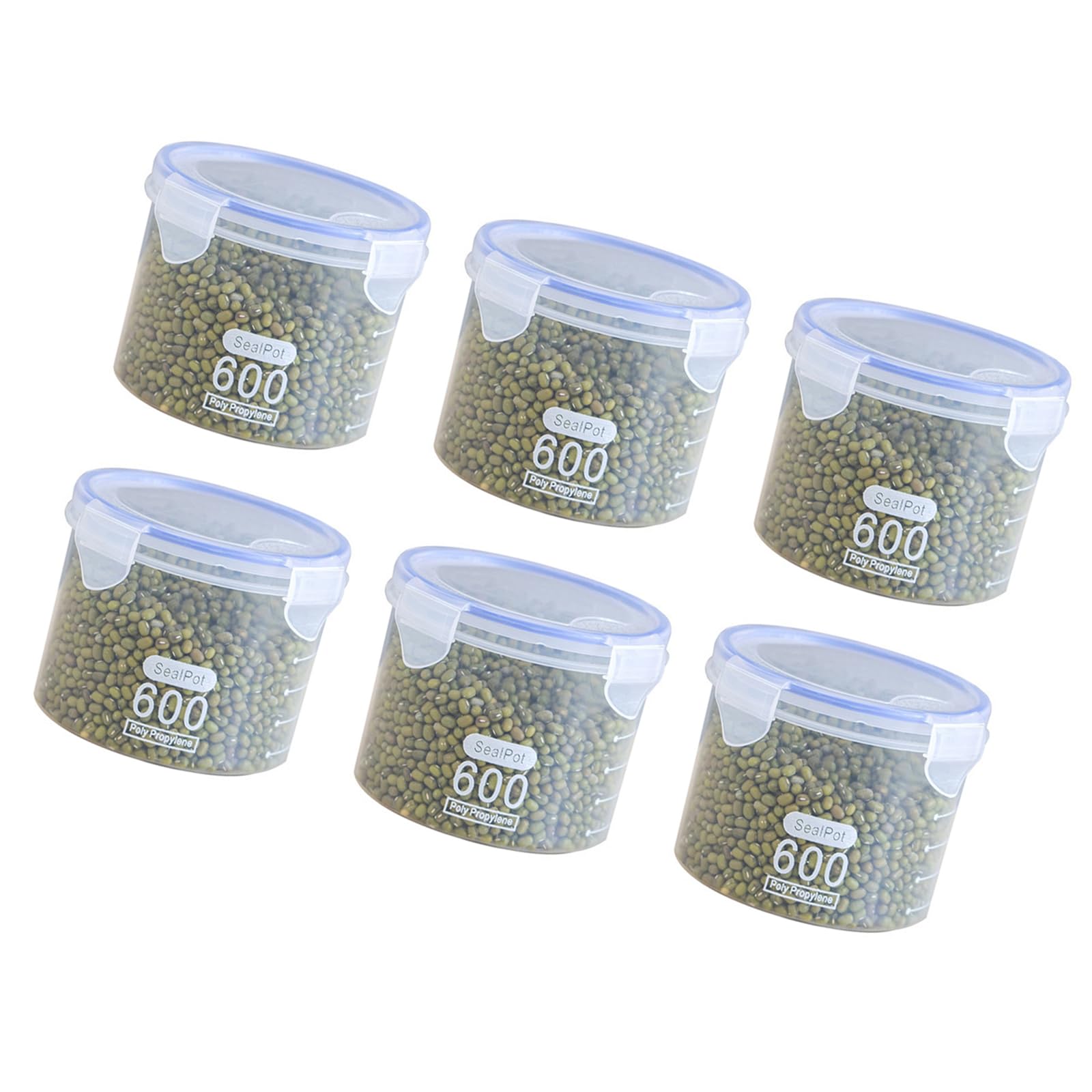 Shurhome PP Stackable Kitchen Jars with Seal Lids, Clear Airtight Containers for Rice, Beans & Pasta Storage Multipurpose Kitchen Storage Boxes