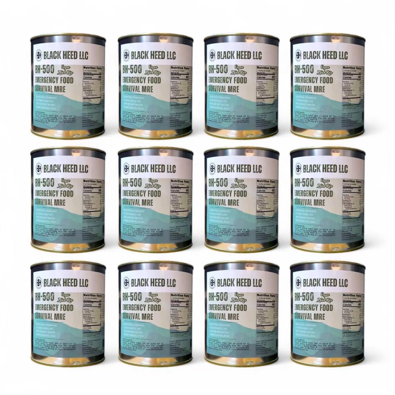 10 jaar houdbaarheid！BH-500 Noodvoedsel/overlevingsvoedsel/MRE/kampeer- en wandelvoedsel/Emergency food (12×Veganistische gebakken rijst (Vegan fried rice))