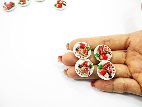 Miniatura 7 de Casa de muñecas Comida en miniatura 4 Pastel de queso con postre de fresa Panadería 16668