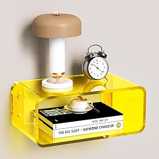 Acrylic Floating Nightstand, Bedside Table, Nightstand Shelf Wall Mounte...