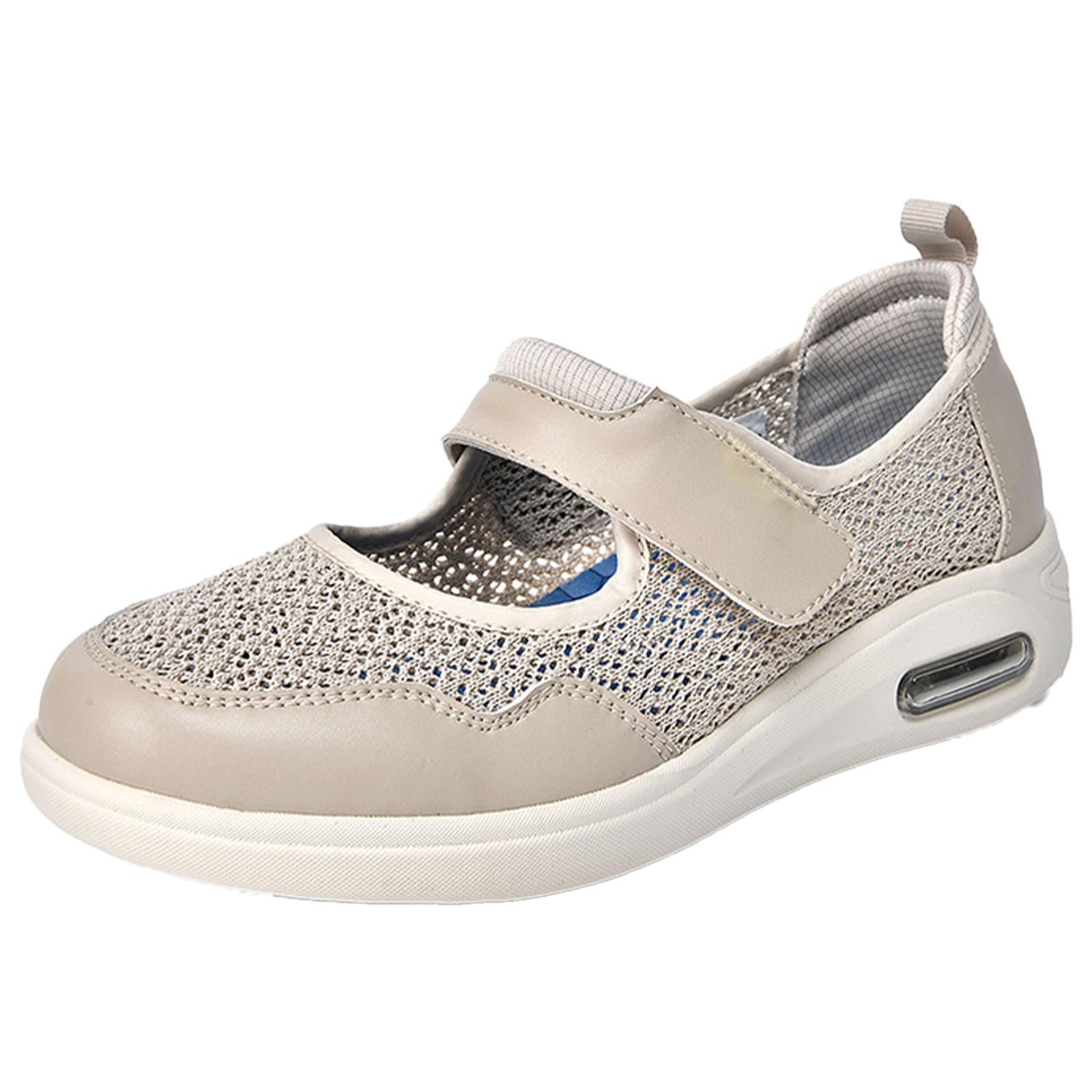 Diabetiker Schuhe Damen Extra Weit Senioren Hallux Valgus Breite Füße Orthopädische Verstellbare Sandalen Verbandschuhe,Beige,39 EU