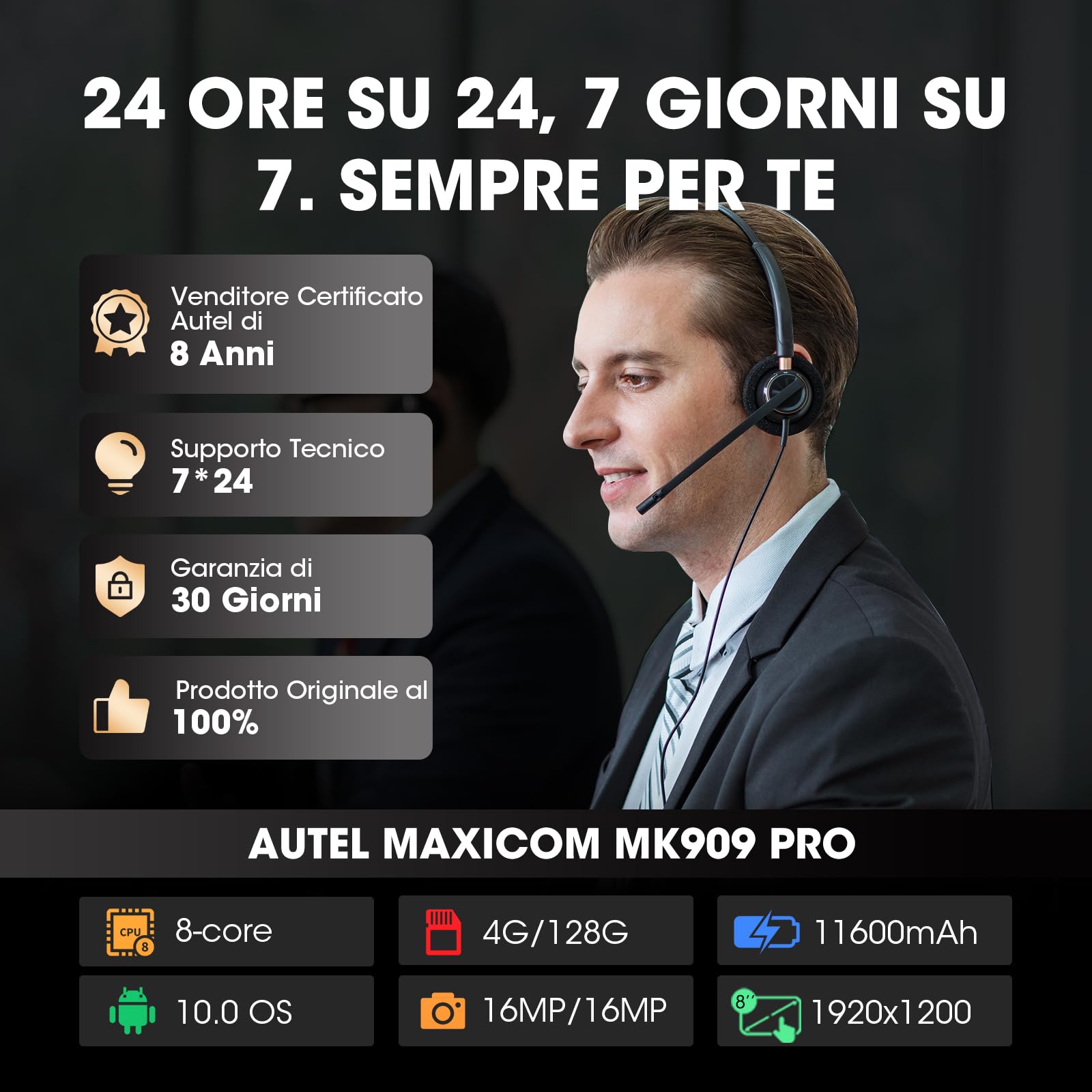 Autel MaxiCOM MK906 PRO Strumento Diagnostico Auto Professionale, Aggiornamento MP900TS MP900BT MS906Pro MS908S MP808TS, Codifica ECU, Controllo Bidirezionale, 36+ Servizi, CAN FD&DoIP, Auto Scan 2.0