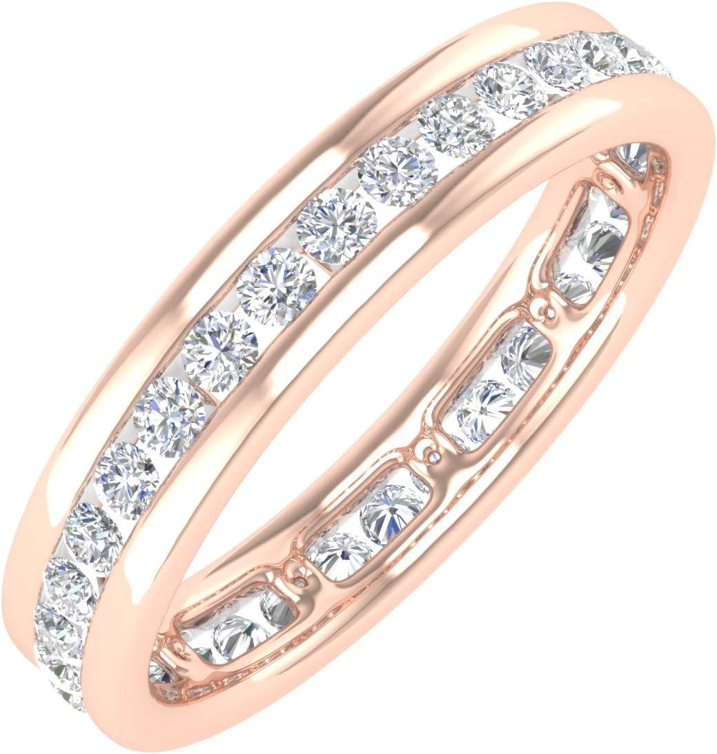 0.43 to 0.55 Carat Channel Set Diamond Wedding Eternity Ring Band in 14K Gold