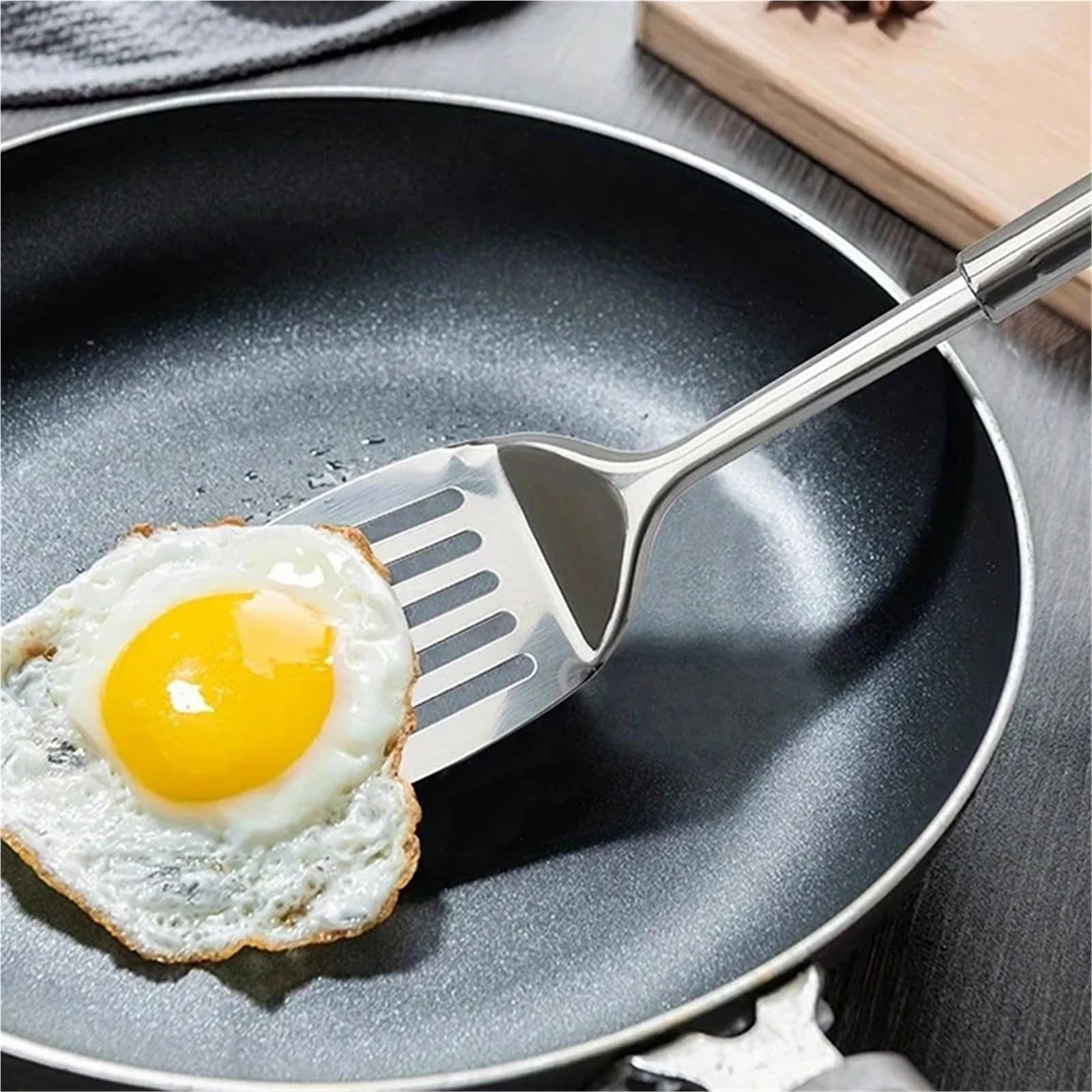 4PCS Edelstahl Wok Spachtel Metall Küche Zubehör Schlitz Turner Reis Löffel Schöpfkelle Kochen Werkzeuge Utensil Set für Antihaft-Kochgeschirr