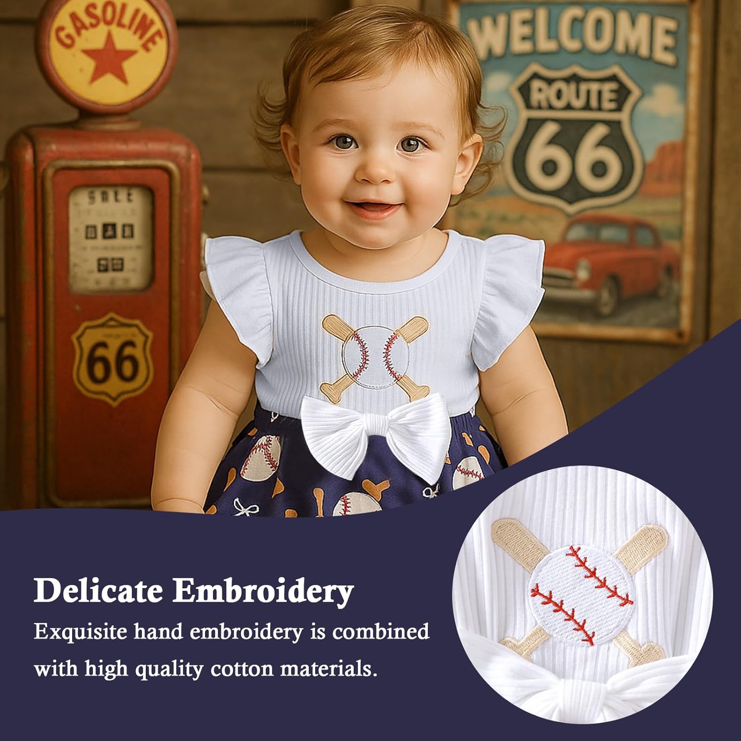 Chichoo Baby Girl Clothes Newborn Romper Dress Ruffle Sleeveless Bodysuit Infant Summer Outfit with Headband - Image 4