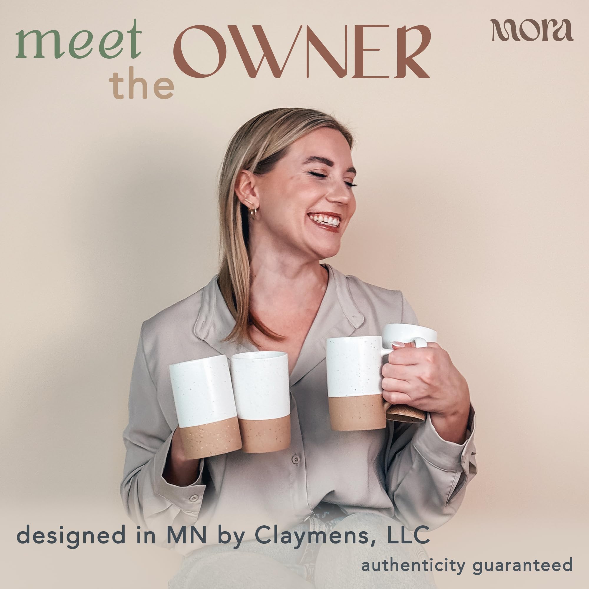 Mora Ceramics - Juego de 4 tazas de café de 355 ml, tazas de té de cerámica con asa, aptas para microondas y lavavajillas, perfectas para los amantes de las tazas o tazas, esmalte mate rústico, tazas