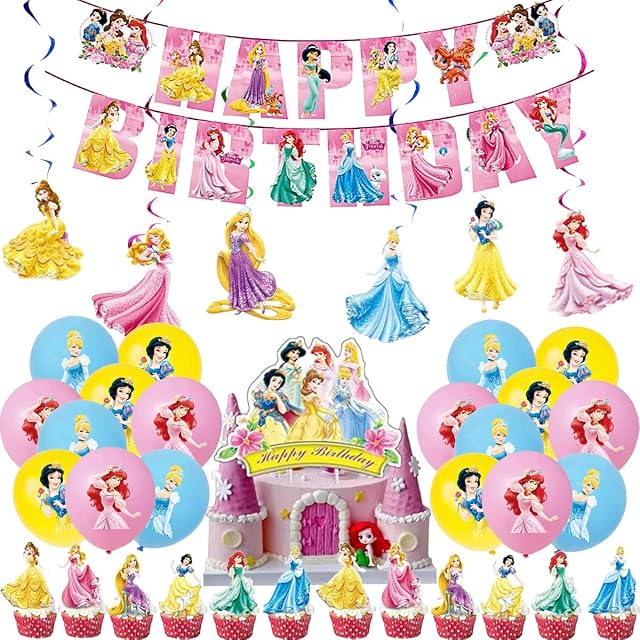 Princess Balloon 50pcs Children's Balloon Princess Party Supplies Princess Girl Party Supplies Birthday Decoration for Weddings Baby Showers, Holiday Decorations