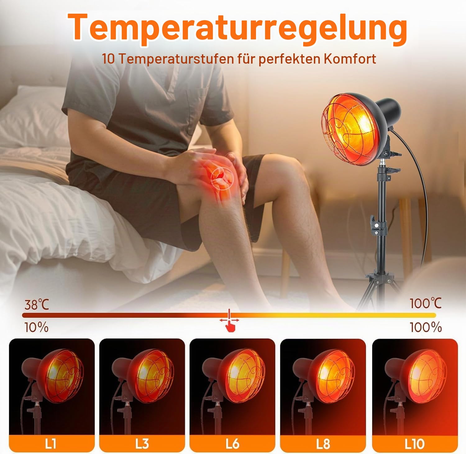 Rotlichtlampe 150W, Einstellbare Temperatur & Timer