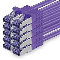 1aTTack.de Cat.7 Cavo di Rete 3 metri - Porpora - 10 Pezzi - Ethernet LAN Cat.7 SFTP