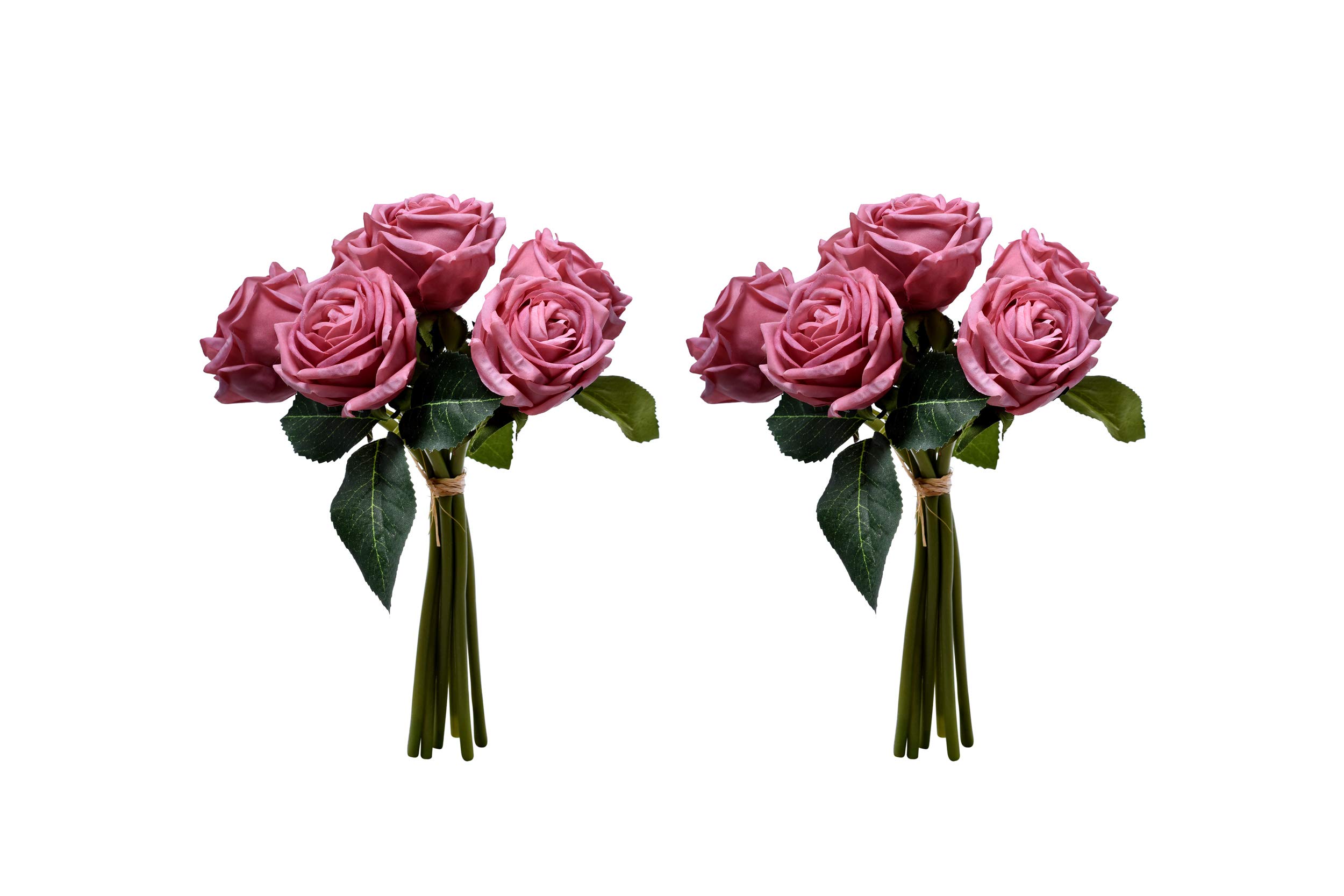 YATAI 12-Head Artificial Rose Flowers Bunch, Lifelike & Long-Lasting Silk Roses for Home Decor, Durable, Eco-Friendly, No Maintenance Fake Flower Bouquet, Ideal for Weddings, Office Decor (Dard Pink)