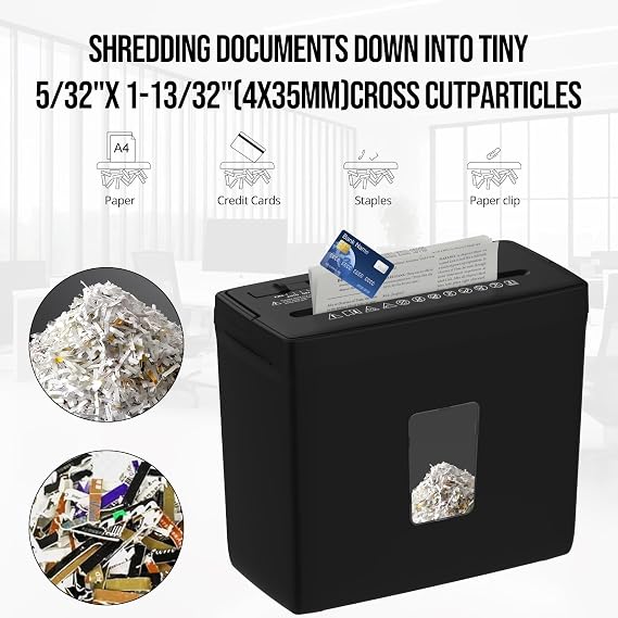 Suntiko 5-Sheet Small Cross Cut Paper Shredder Black