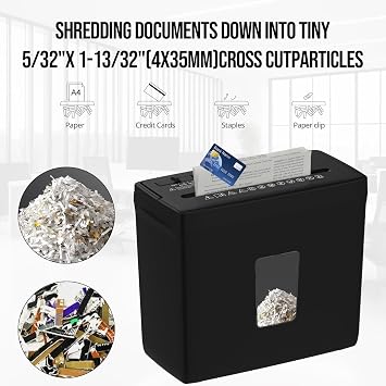 Suntiko 5-Sheet Small Cross Cut Paper Shredder Black