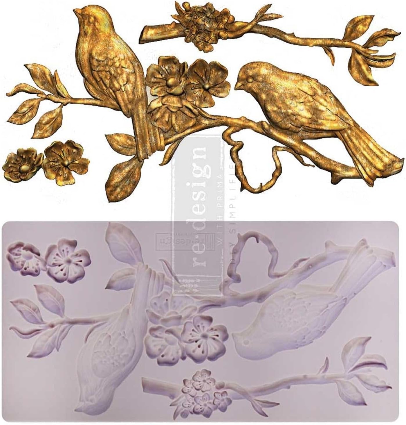 Redesign with Prima Redesign Furniture Decor Moulds® Blossoming Spring 5"x10",8Mm Thickness for Funiture Dresser, Chocolate,Cake,Candy,Backery,Soap,Polymer Clay, earthen Clay