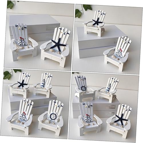 Miniatura 5 de BESPORTBLE 4 piezas de silla en miniatura mini silla de playa de madera náutica casa de muñecas accesorios de muebles micro paisaje para fotos