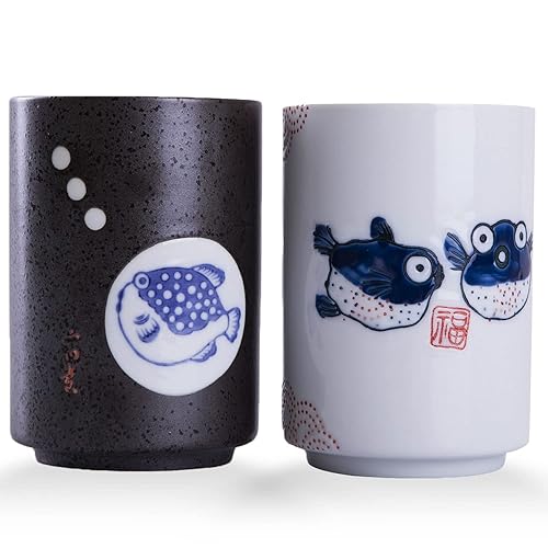 WHJY 10oz Transitional Chinese/Japanese style Handle-less Ceramic Tea cups teacup,