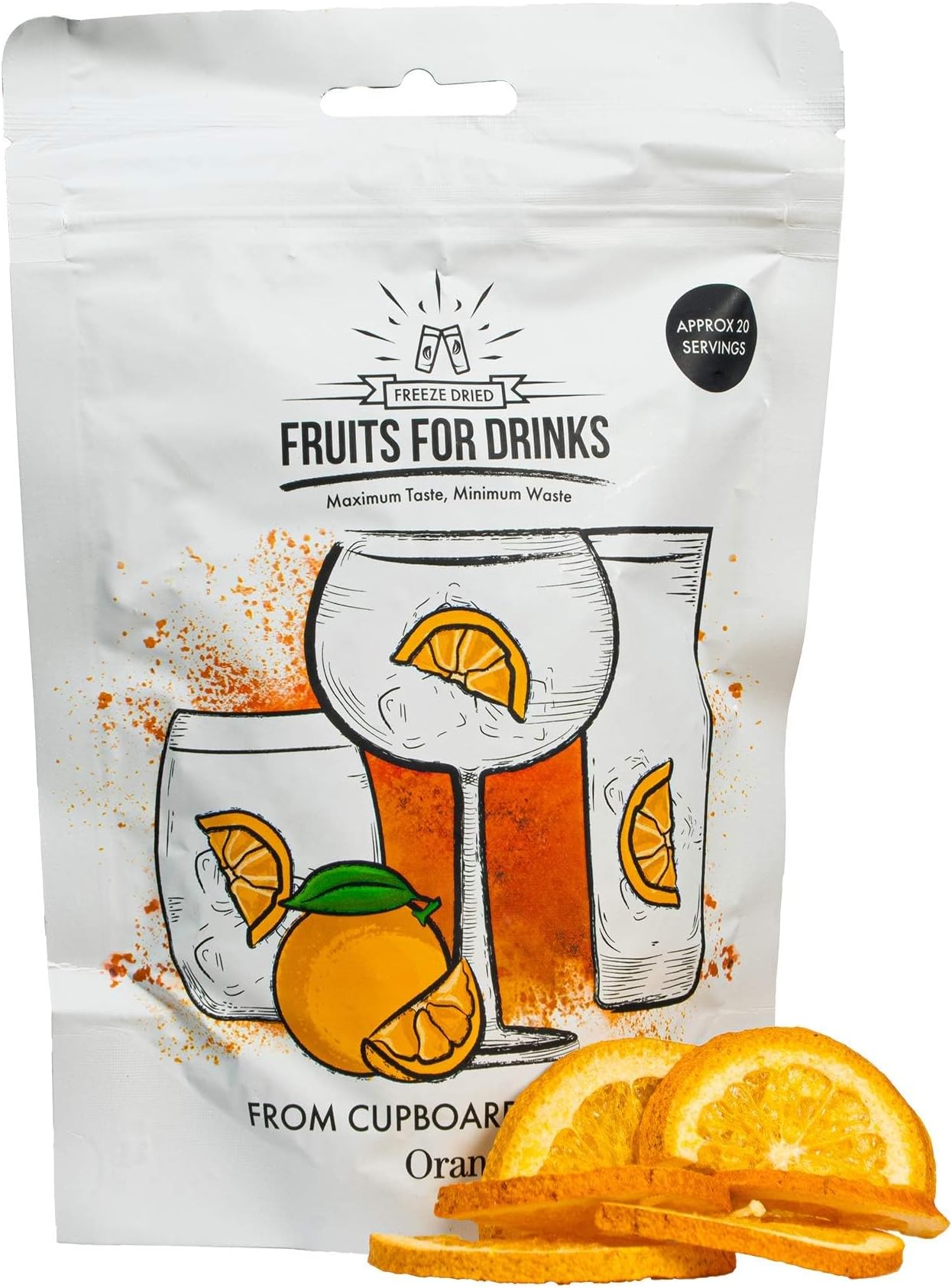 Fruits for Drinks, Orange, Freeze Dried Cocktail Garnish - 20 Servings