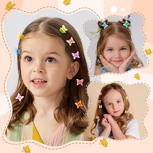 Miniatura 4 de CHANACO Juego de accesorios para el cabello de mariposa, 80 pinzas florales, mini pasadores y bonitos clips para niños pequeños para niñas y mujeres