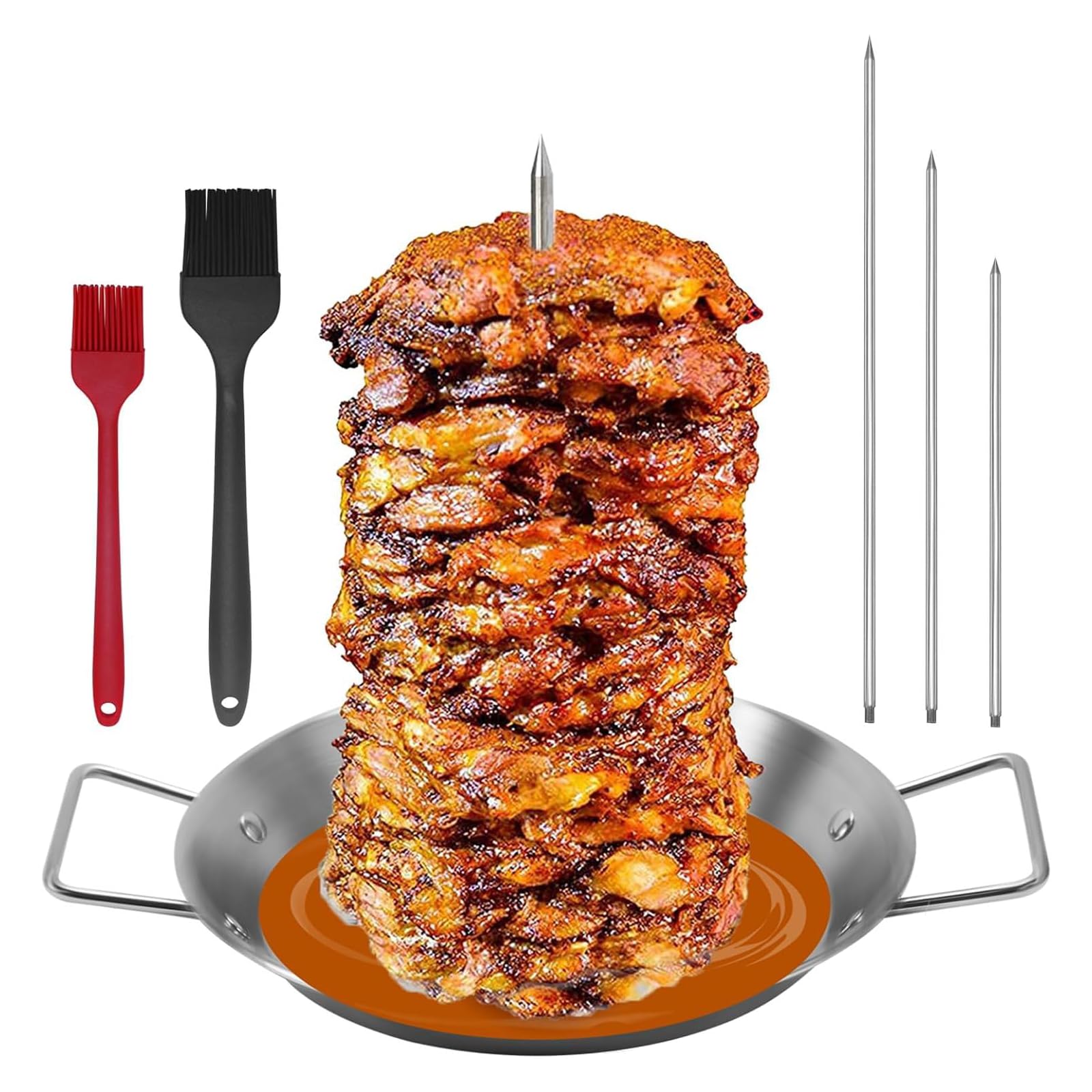 Soporte vertical para brochetas que evita la carne seca en asados y barbacoas