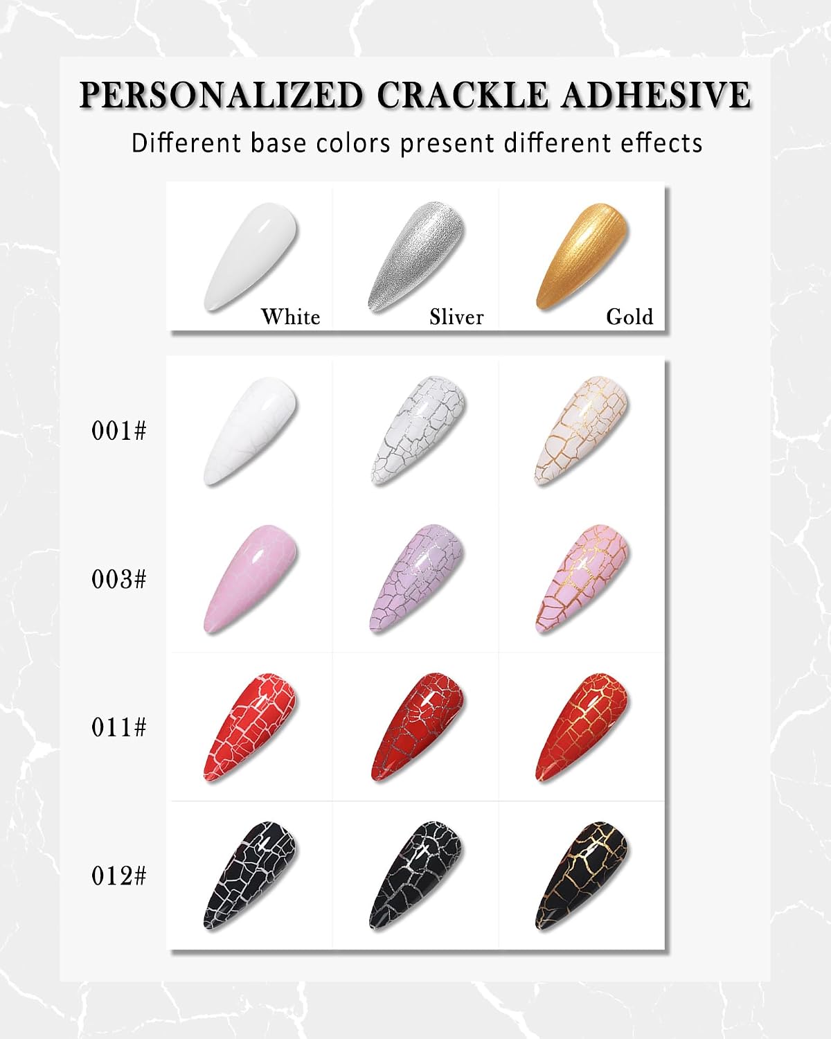 3D Crackle Gel Nail Polish,Magic Black Crackle Nail Gel Glue Polish,Unique Variegated Cool Crackle Pattern,Long-lasting Durable Natural Air-drying Styling,Home DIY Nail Gel Glue Polish for Women-12