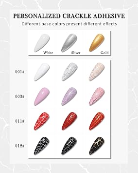 3D Crackle Gel Nail Polish,Magic Black Crackle Nail Gel Glue Polish,Unique Variegated Cool Crackle Pattern,Long-lasting Durable Natural Air-drying Styling,Home DIY Nail Gel Glue Polish for Women-12