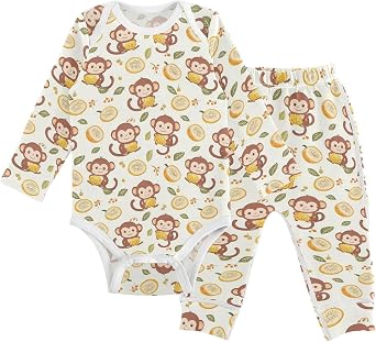 vvfelixl Baby Bodysuits Pants Sets White Gooses Long Sleeve Baby Clothes for Boys Girls 0-24M
