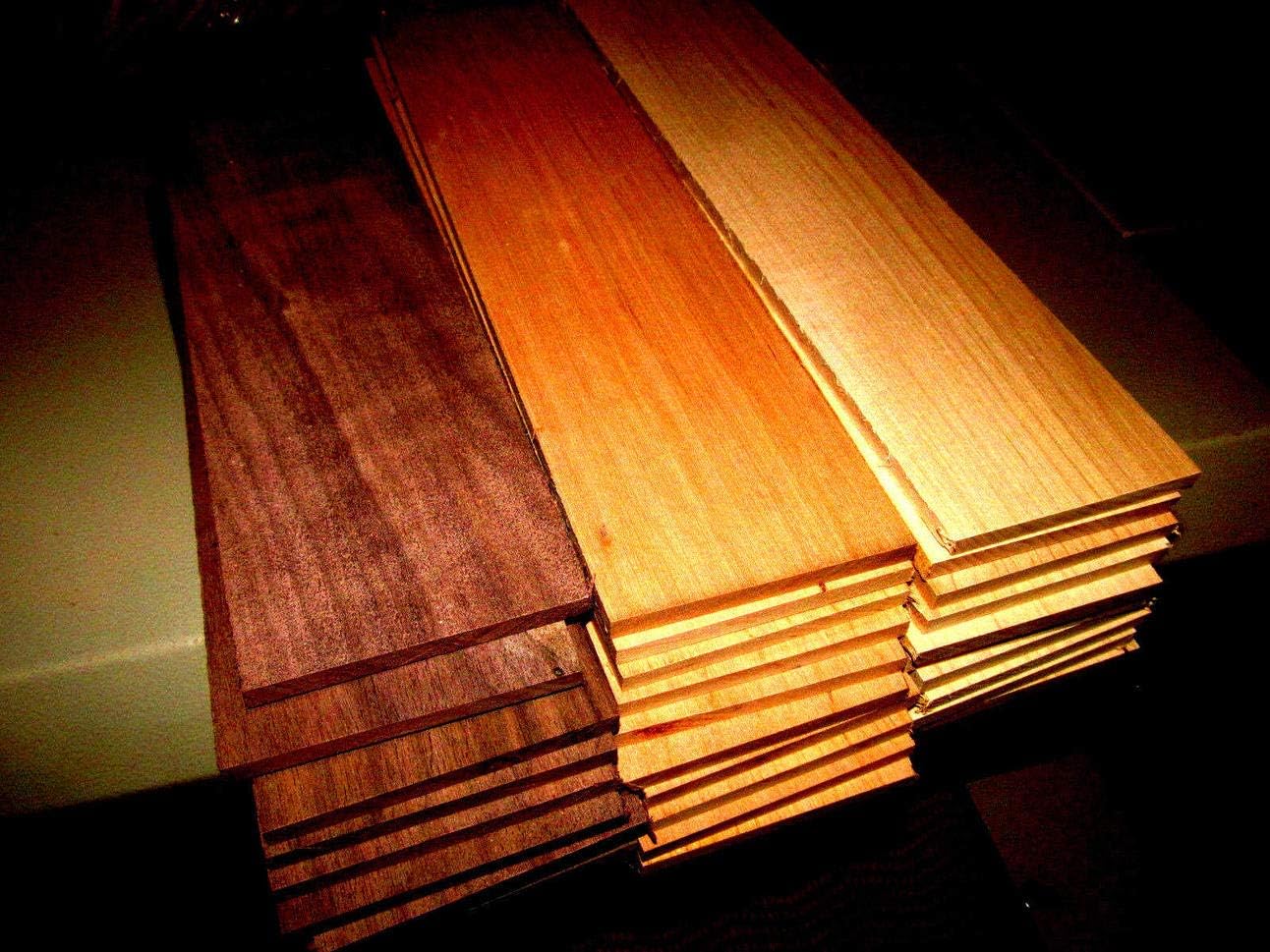 (Woodworking Lumber) MULTIPAK (27) KILN Dried Sanded Thin Walnut, Cherry, Hickory 12" X 3" X 1/8"