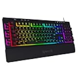 K512 Shiva RGB Backlit Membrane Gaming Keyboard with Multimedia Keys, Linear Mechanical-Feel Switch, 6 Extra On-Board Macro Keys, Dedicated Media Control, Detachable Wrist Rest