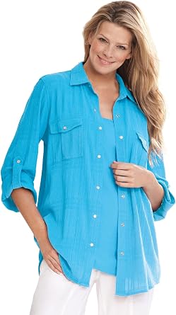 Woman Within Cotton Gauze Bigshirt | Womens Plus Size
