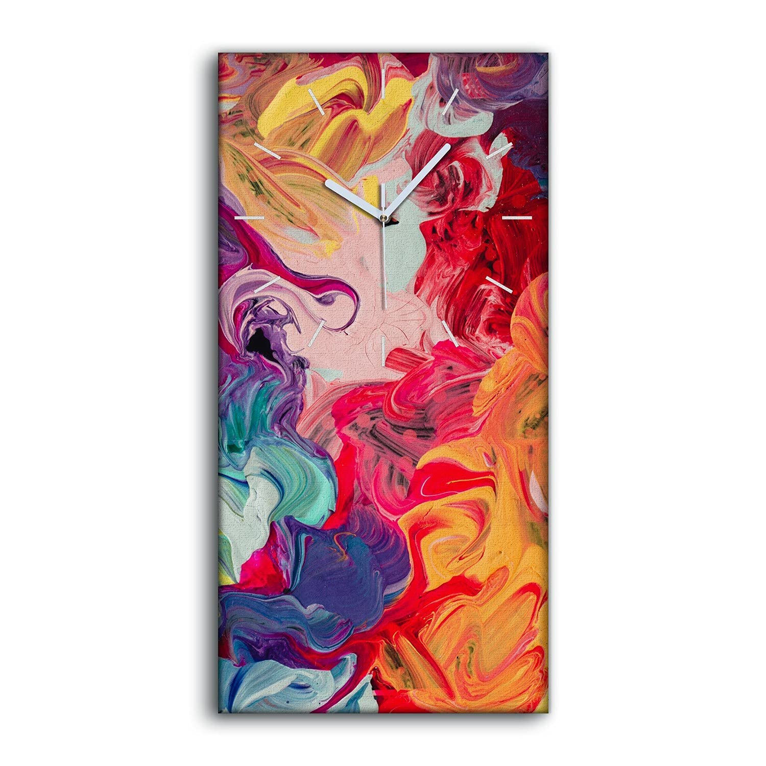 Horloge sur Toile 30x60cm Coloray Image Murale Abstraite en Silence pour Salon
