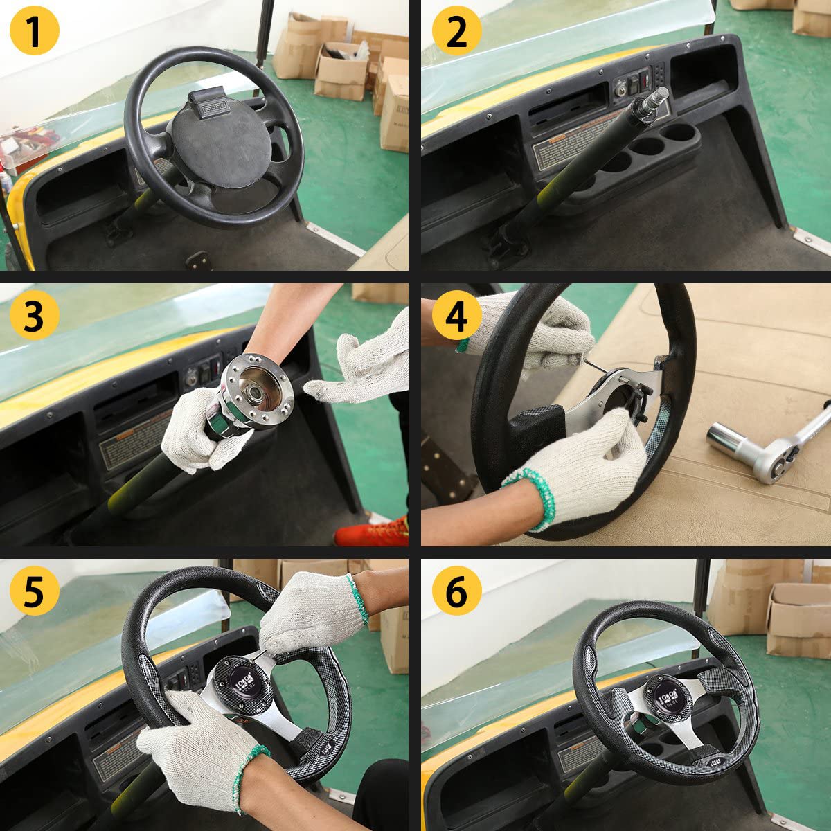 Buy 10L0L Golf Cart Steering Wheel, Universal Design Fit EZGO RXV & TXT