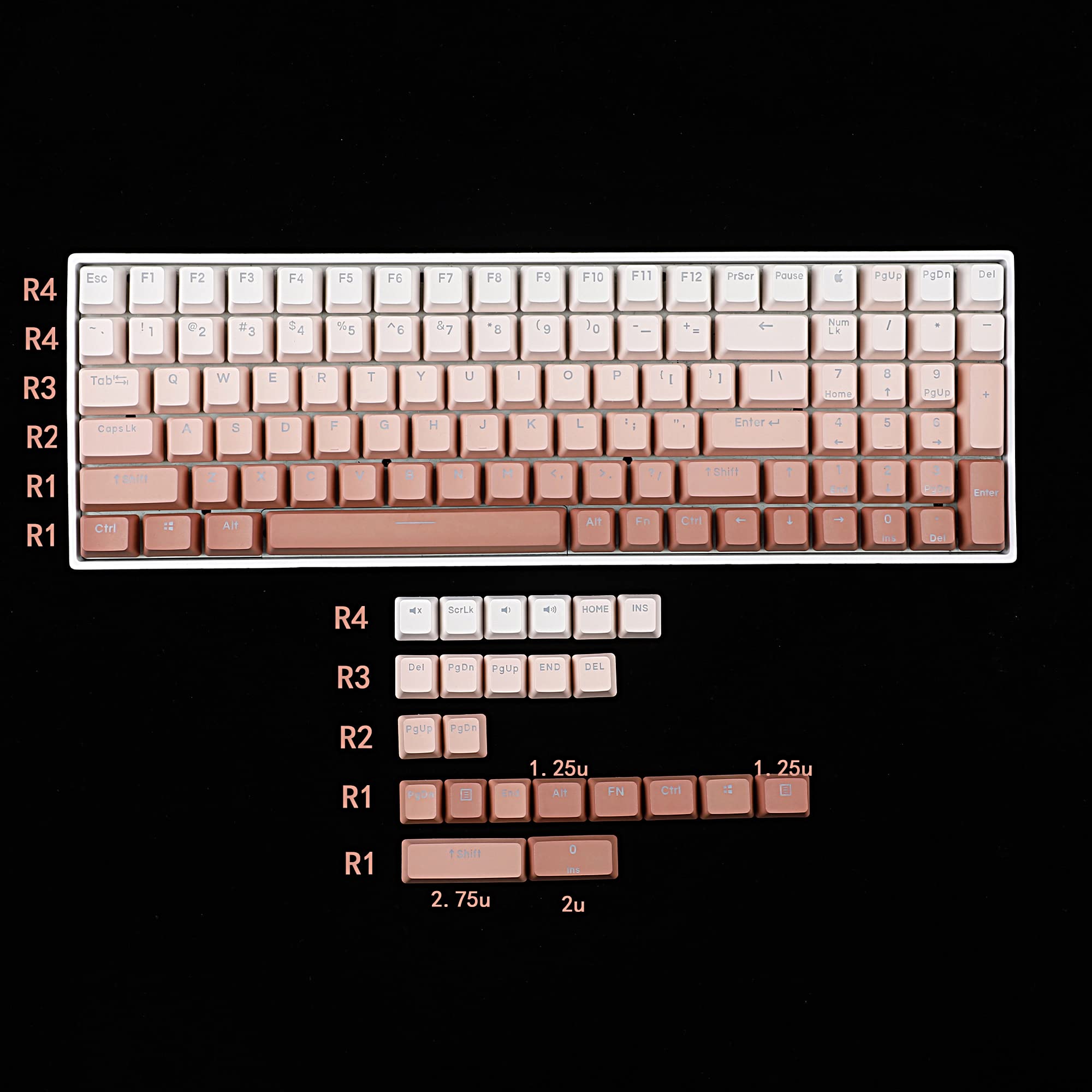 Amazon.com: YMDK 108 122 Double Shot Backlit Blush Keycaps PBT