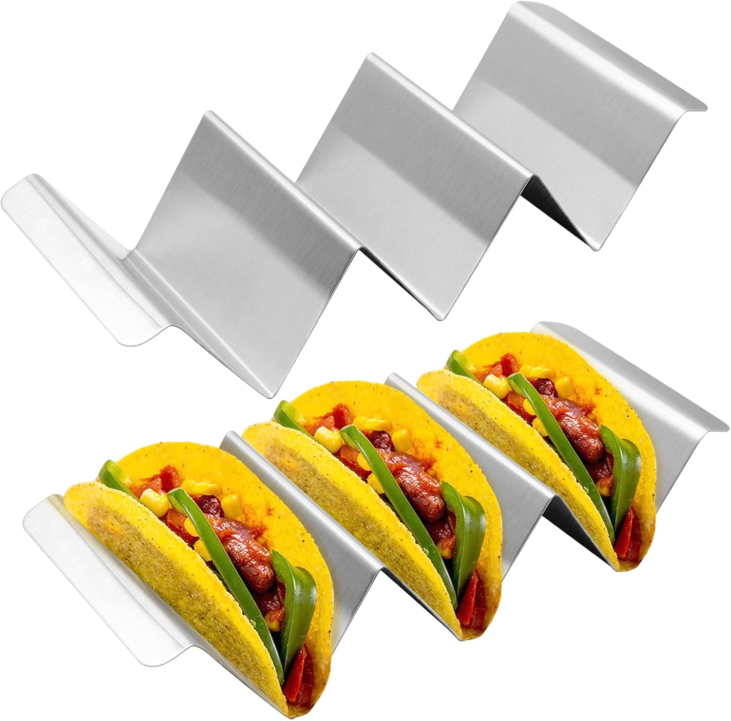 JJYHEHOT Taco Holder Stand, Set of 2 Wave Shaped Stainless Steel Taco ...