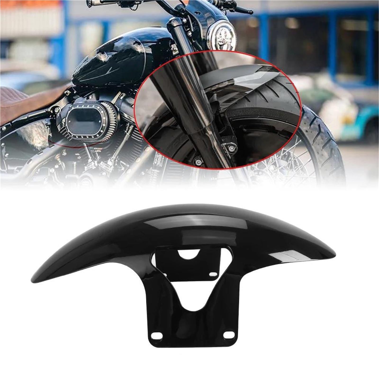 Moto Guardabarros Delantero Para Harley Para Softail M8 Fat boy FLFBS FLFB 2018-2022 Motocicleta Negro Guardabarros Delantero Cubierta Protectora ABS