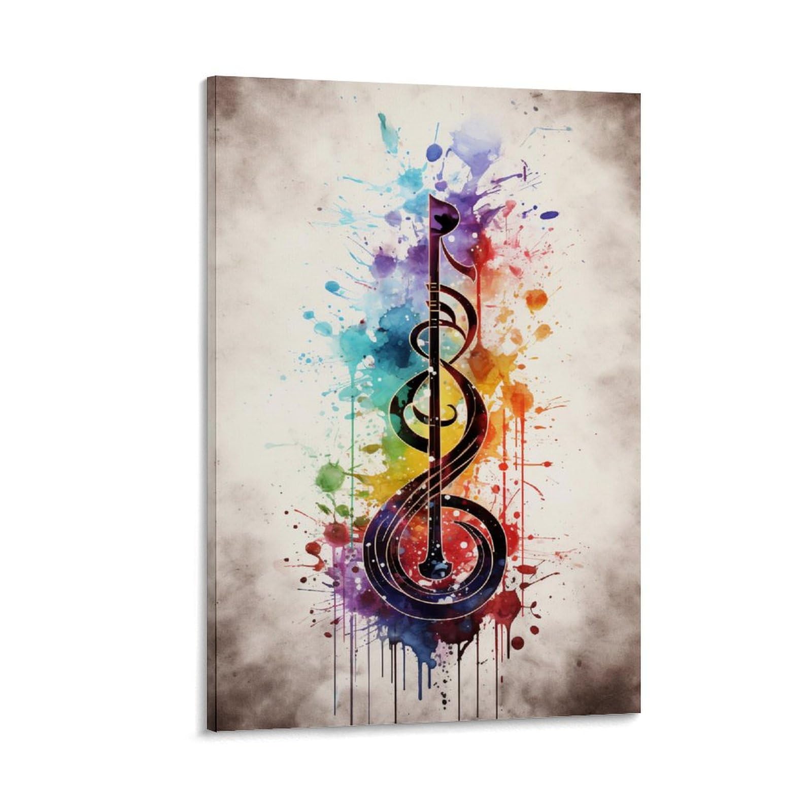 FYFMUSHE Vintage Music Notes Canvas Wall Art Prints Abstract Colorful Musical Notes Painting Art Poster Framed Artwork for Home Bedroom Living Room Office Wall Decor