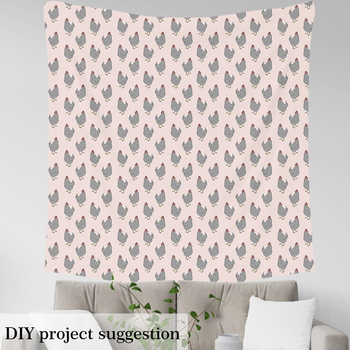 Erosebridal Chicken Fabric By The Yard Cartoon Chicken Upholstery Fabric Farm Animal Decorative Fabric Rustic Nature Indoor Outdoor Fabric for Kids,Pink Waterproof Craft Patchwork 5 Yards