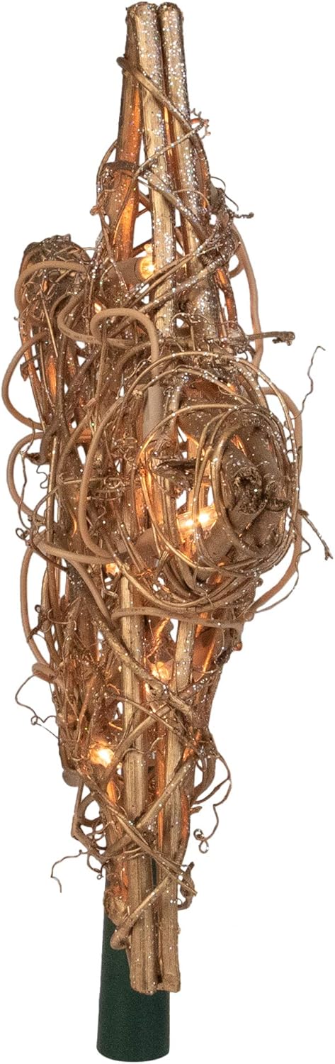 Kurt Adler 20-Light Gold Rattan Star Treetop