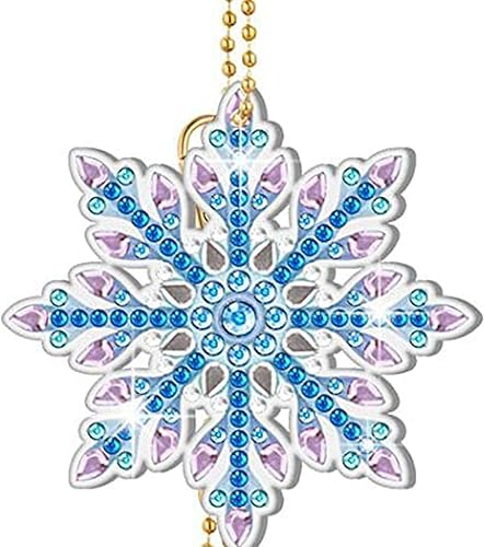 Miniatura 9 de 1 juego de llavero de pintura de diamante de copo de nieve 5D llavero de diamante de copo de nieve completo fabricación de diamantes llavero de arte