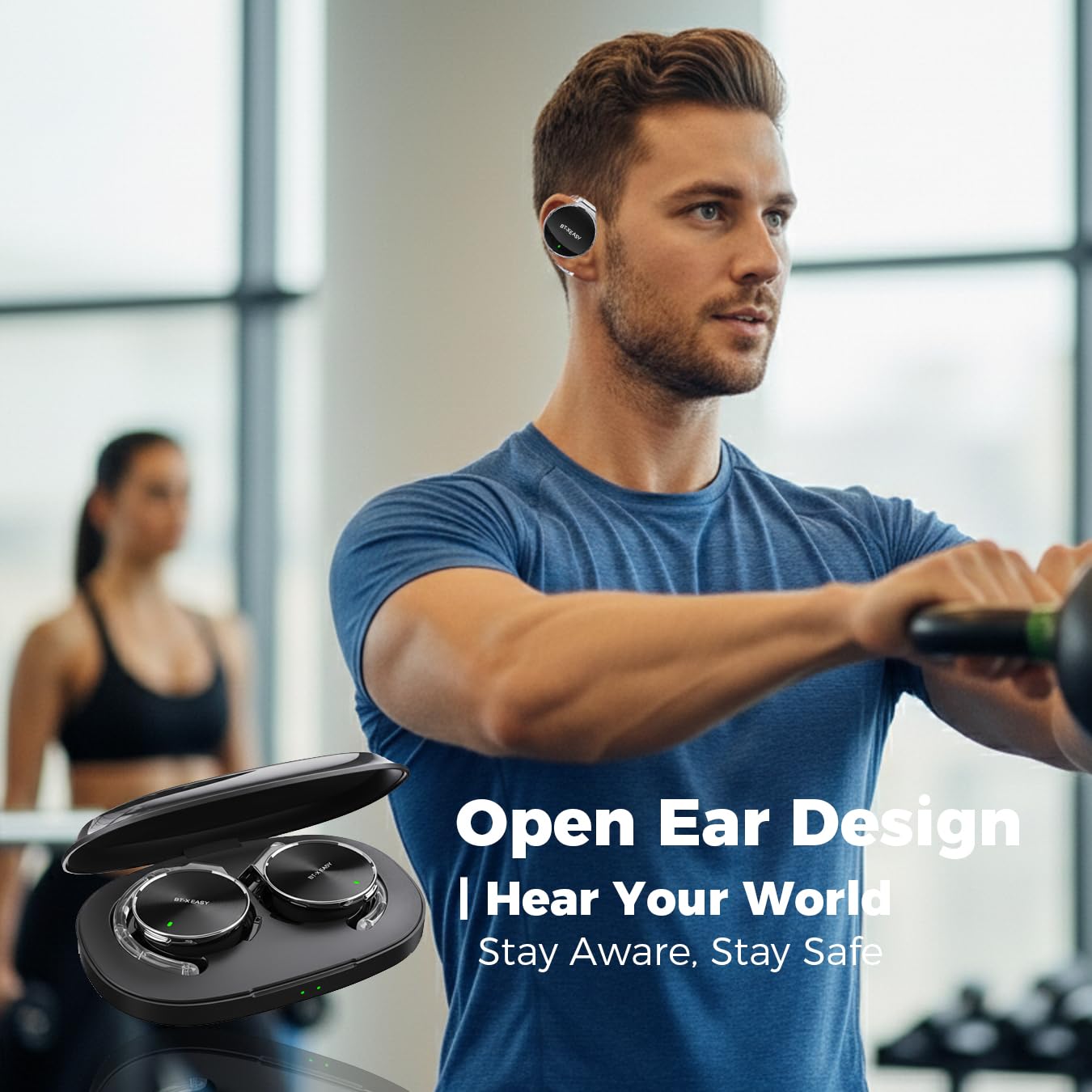 Micool Cuffie on-ear Bluetooth 5.4, cuffie aperte senza fili, cancellazione del rumore, a forma di goccia d'acqua, clip on sport, cuffie Bluetooth con 4 microfoni, comode da indossare, auricolari con