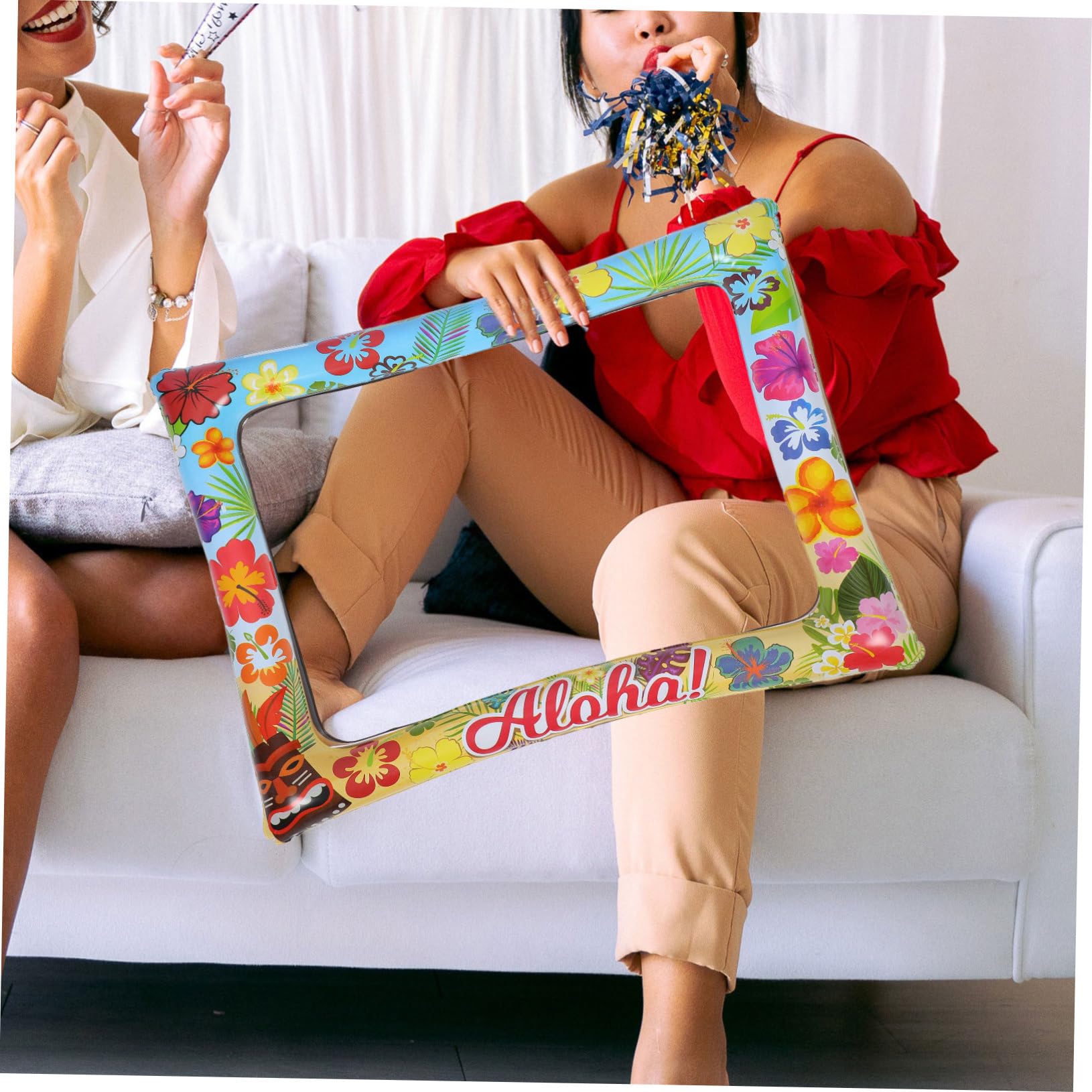 5 Stück Aufblasbarer Fotorahmen für Sommerpartys Hawaii Design Zubehör für Fotoautomaten Leicht und Langlebig Perfektes Party Accessoire für Unvergessliche